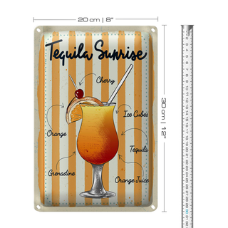 Blechschild Tequila Sunrise Cherry Orange 20x30cm