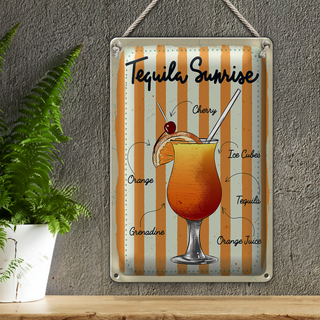 Blechschild Tequila Sunrise Cherry Orange 20x30cm