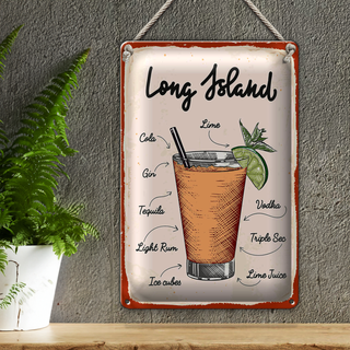 Blechschild Long Island Tequila Vodka 20x30cm