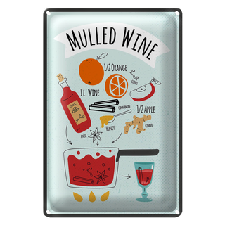 Blechschild Rezept Mulled Wine Orange Wine Anise 20x30cm
