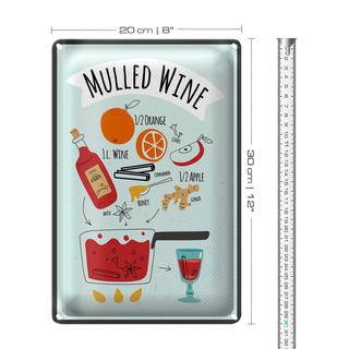 Blechschild Rezept Mulled Wine Orange Wine Anise 20x30cm