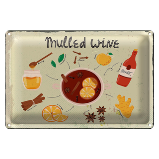 Blechschild Rezept Mulled Wine Anise Honey Apple 30x20cm