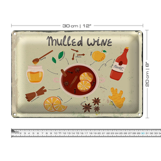Blechschild Rezept Mulled Wine Anise Honey Apple 30x20cm