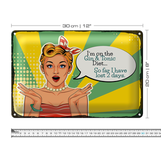 Blechschild Spruch I´m on the Gin & Tonic Diet 30x20cm