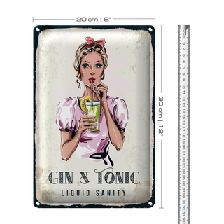 Blechschild Gin & Tonic Liquid Sanity 20x30cm