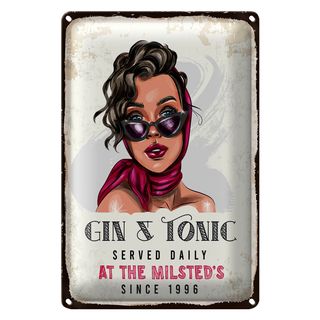 Blechschild Spruch Gin & Tonic Served Daily Milsted´s 20x30cm