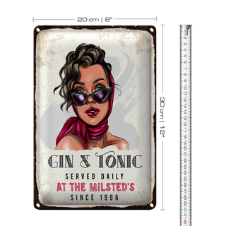 Blechschild Spruch Gin & Tonic Served Daily Milsted´s 20x30cm