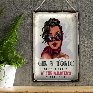 Blechschild Spruch Gin & Tonic Served Daily Milsted´s 20x30cm