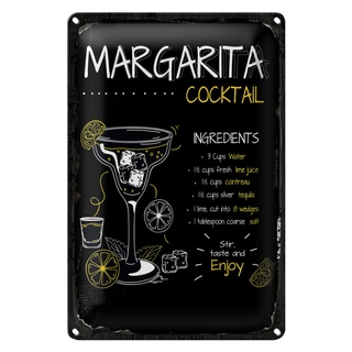 Blechschild Rezept Margarita Cocktail Recipe 20x30cm