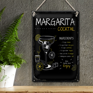 Blechschild Rezept Margarita Cocktail Recipe 20x30cm