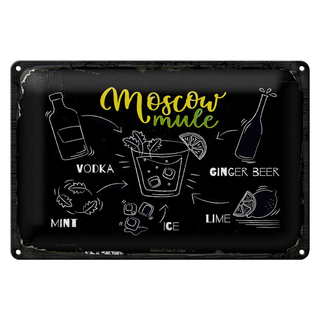 Blechschild Rezept Moscow Mule Ginger Beer Ice 30x20cm