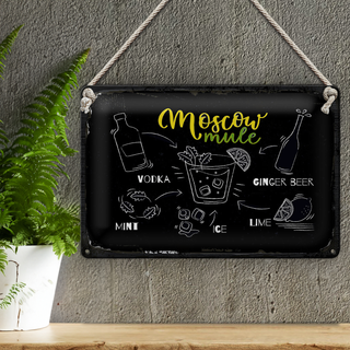 Blechschild Rezept Moscow Mule Ginger Beer Ice 30x20cm