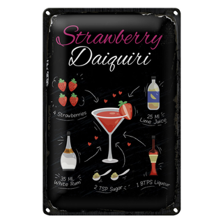 Blechschild Rezept Strawberry Daiquiri Cocktail 20x30cm