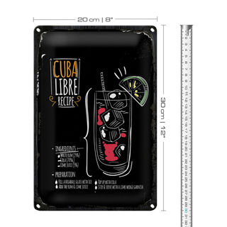 Blechschild Rezept Cuba Libre Cocktail Recipe 20x30cm