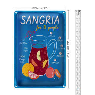 Blechschild Rezept Sangria Recipe for 8 people 20x30cm