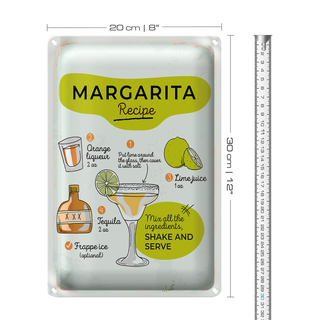 Blechschild Rezept Margarita Recipe orange lime 20x30cm