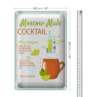 Blechschild Rezept Moscow Mule Cocktail Recipe 20x30cm