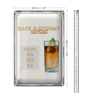 Blechschild Rezept Dark n Stormy Cocktail Recipe 20x30cm