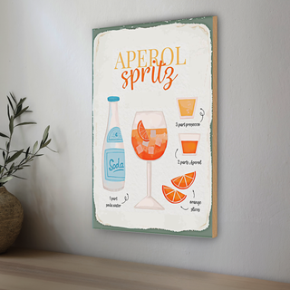 Holzschild Rezept Aperol Spritz Cocktail Recipe 20x30cm