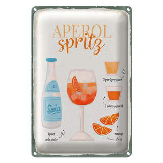 Blechschild Rezept Aperol Spritz Cocktail Recipe 20x30cm