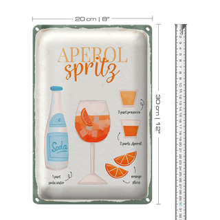 Blechschild Rezept Aperol Spritz Cocktail Recipe 20x30cm