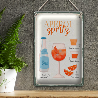 Blechschild Rezept Aperol Spritz Cocktail Recipe 20x30cm