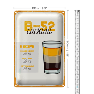 Blechschild Rezept B-52 Cocktail Recipe Orange 20x30cm