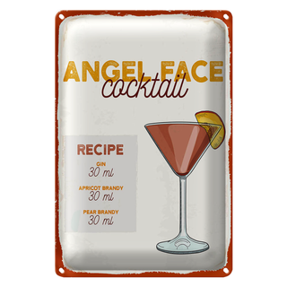 Blechschild Rezept Angel Face Cocktail Recipe 20x30cm