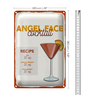 Blechschild Rezept Angel Face Cocktail Recipe 20x30cm