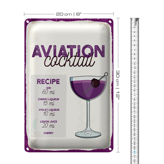 Blechschild Rezept Aviation Cocktail Recipe 20x30cm