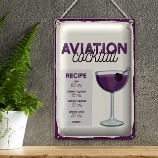 Blechschild Rezept Aviation Cocktail Recipe 20x30cm