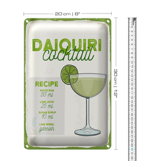 Blechschild Rezept Daiquiri Cocktail Recipe 20x30cm