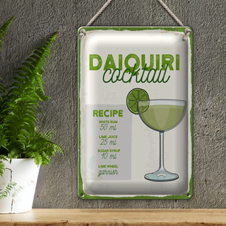 Blechschild Rezept Daiquiri Cocktail Recipe 20x30cm