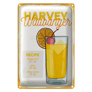 Blechschild Rezept Harvey Wallbanger Cocktail Recipe 20x30cm