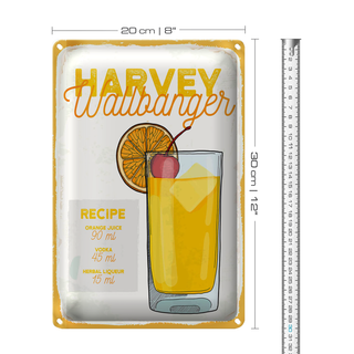 Blechschild Rezept Harvey Wallbanger Cocktail Recipe 20x30cm