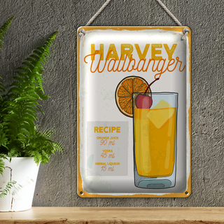 Blechschild Rezept Harvey Wallbanger Cocktail Recipe 20x30cm