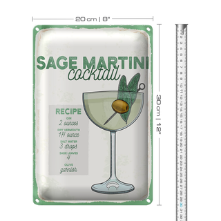 Blechschild Rezept Sage Martini Cocktail Recipe 20x30cm