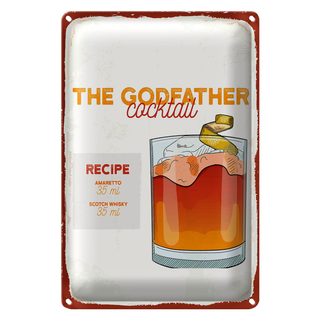 Blechschild Rezept The Godfather Cocktail Recipe 20x30cm