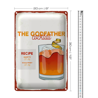Blechschild Rezept The Godfather Cocktail Recipe 20x30cm