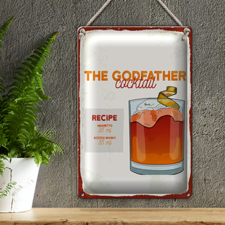 Blechschild Rezept The Godfather Cocktail Recipe 20x30cm