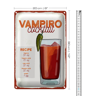 Blechschild Rezept Vampiro Cocktail Recipe Tequila 20x30cm