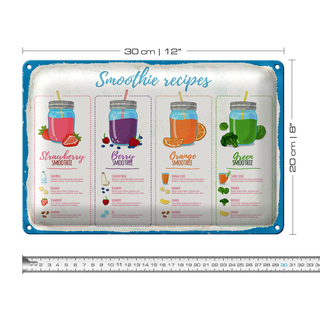 Blechschild Rezept Smoothie Recipe Berry Orange 30x20cm