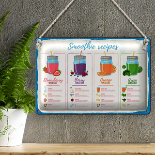 Blechschild Rezept Smoothie Recipe Berry Orange 30x20cm