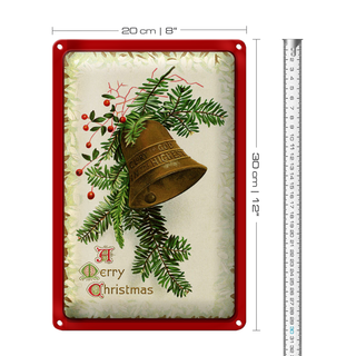 Blechschild Weihnachten Christmas Glocke Winter 20x30cm