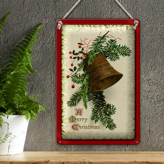 Blechschild Weihnachten Christmas Glocke Winter 20x30cm