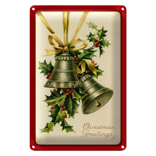 Blechschild Weihnachtszweig Glocke Christmas 20x30cm