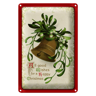 Blechschild Weihnachtsglocke happy Christmas Fest 20x30cm