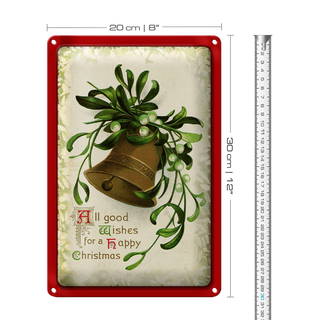 Blechschild Weihnachtsglocke happy Christmas Fest 20x30cm