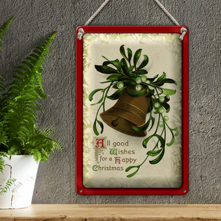 Blechschild Weihnachtsglocke happy Christmas Fest 20x30cm