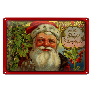 Blechschild Weihnachten Santa Claus Tannenbaum 30x20cm